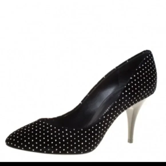Rare glitter embossed star like dots velvet pumps - Picture 2 of 8